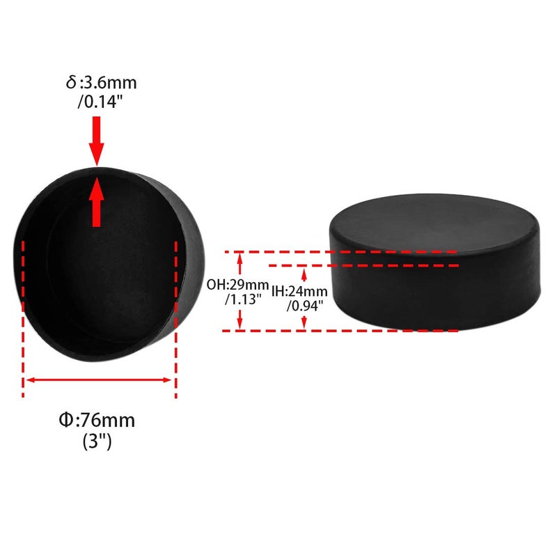 Flyshop 3-Inch Furniture Table Covers Non-Slip Durable Rubber Leg Tips Chair Leg Caps Floor Protector Round Black 4PCS Size 76mm - Image 3